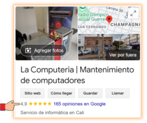 Calificaciones en Google